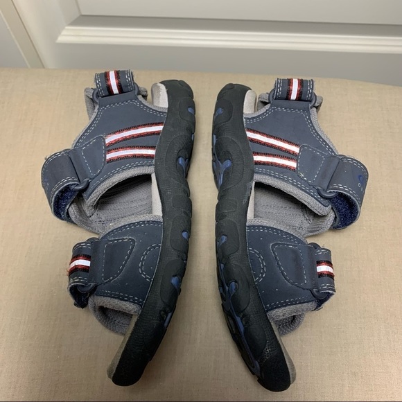 Geox Boy Size 32 Breathable Hook and Loop Blue Sandal Suede insole Open Toe Shoe - Picture 5 of 9